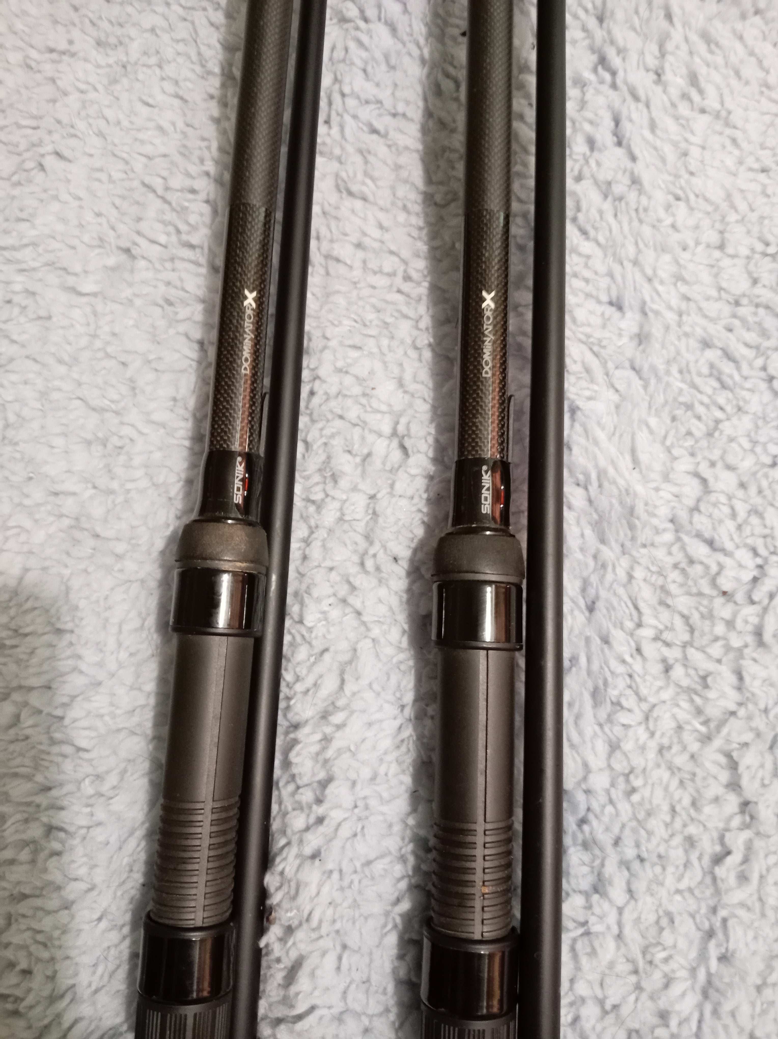 Pair of Sonik Dominator Carp Rods 12ft 3.25lb TC - 50mm Guides - VGC - 1k Wrap