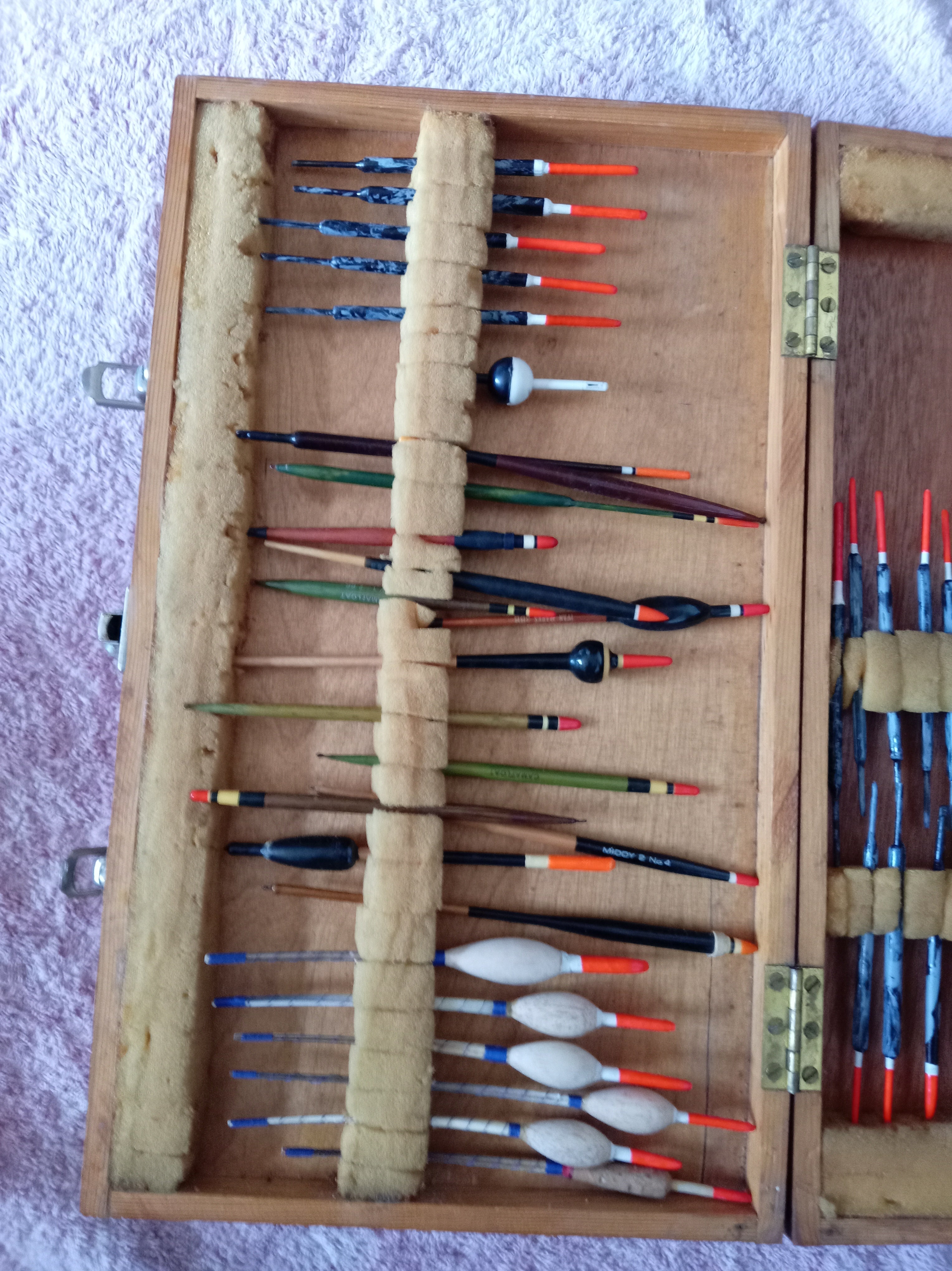 Vintage Wooden Fishing Float Box & Floats | Traditional Angling Storage