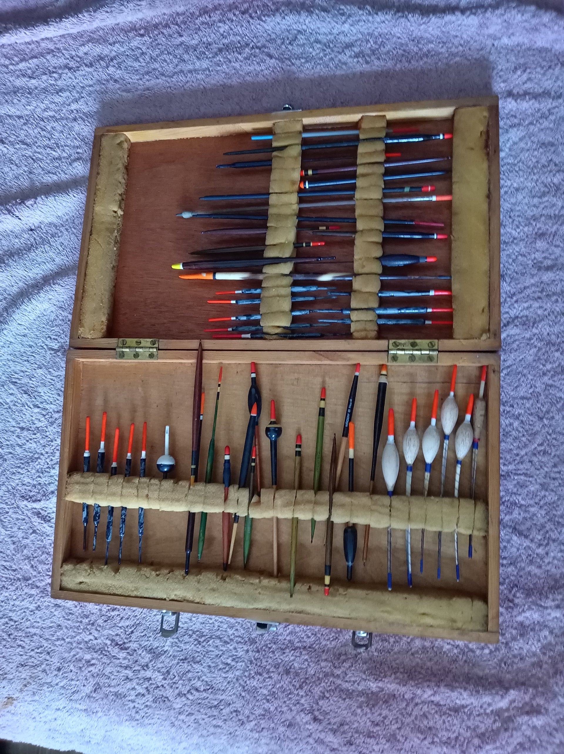 Vintage Wooden Fishing Float Box & Floats