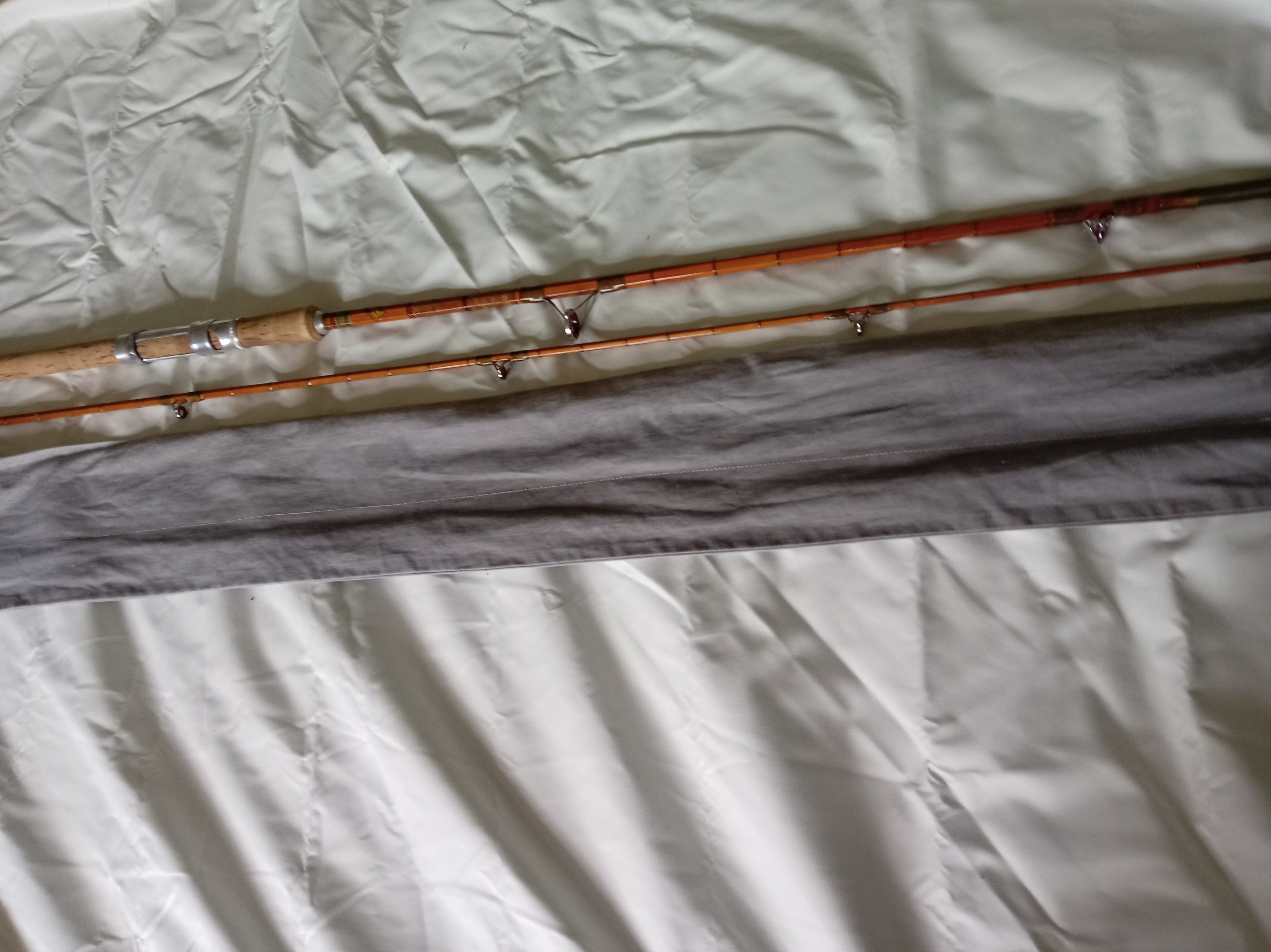 Vintage Martin James 9ft Split Cane Fishing Rod Robertsons of London With Bag
