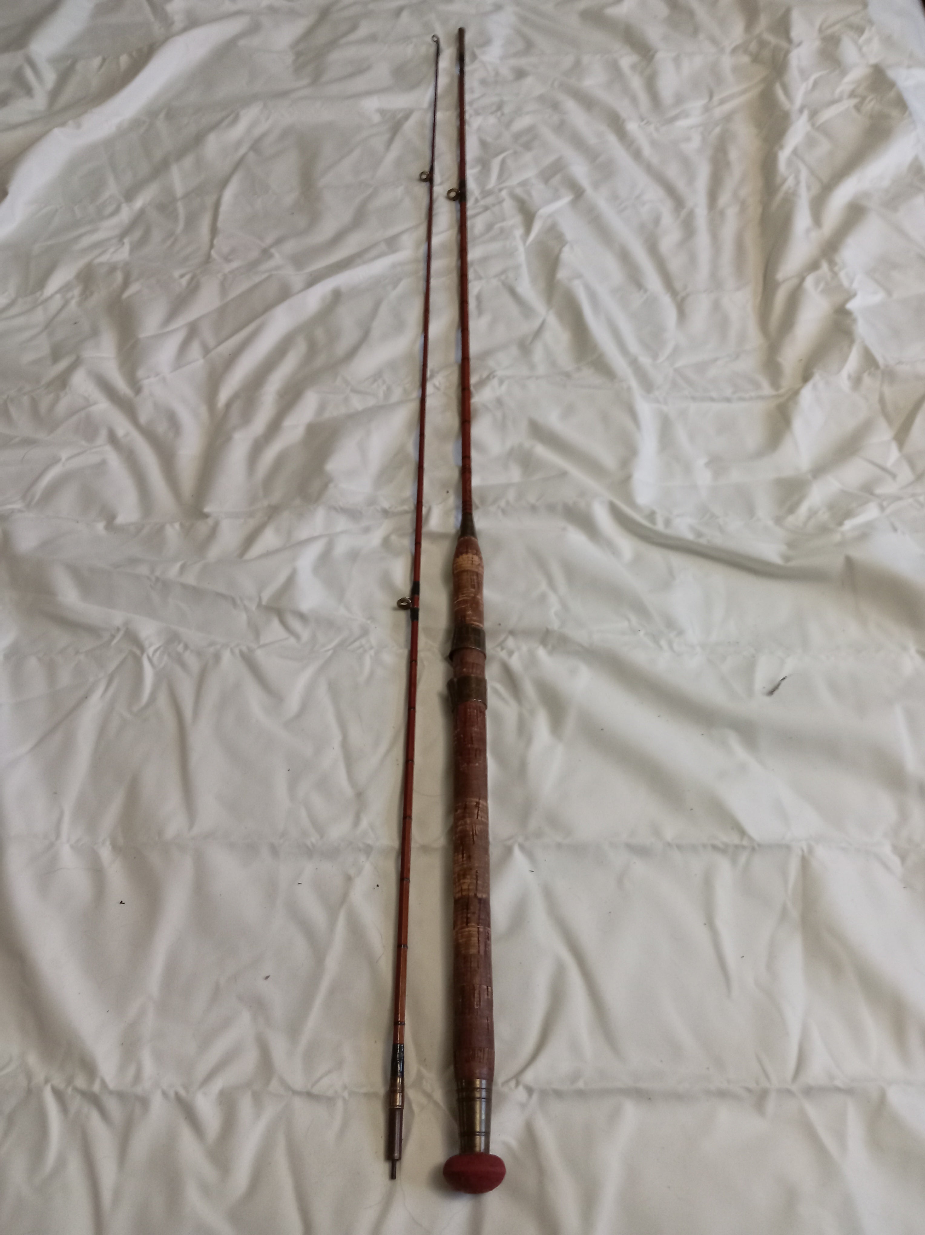 Vintage MARCO 7ft Split Cane Fishing Rod 2-Piece Coarse Trout Fly With Cloth Bag