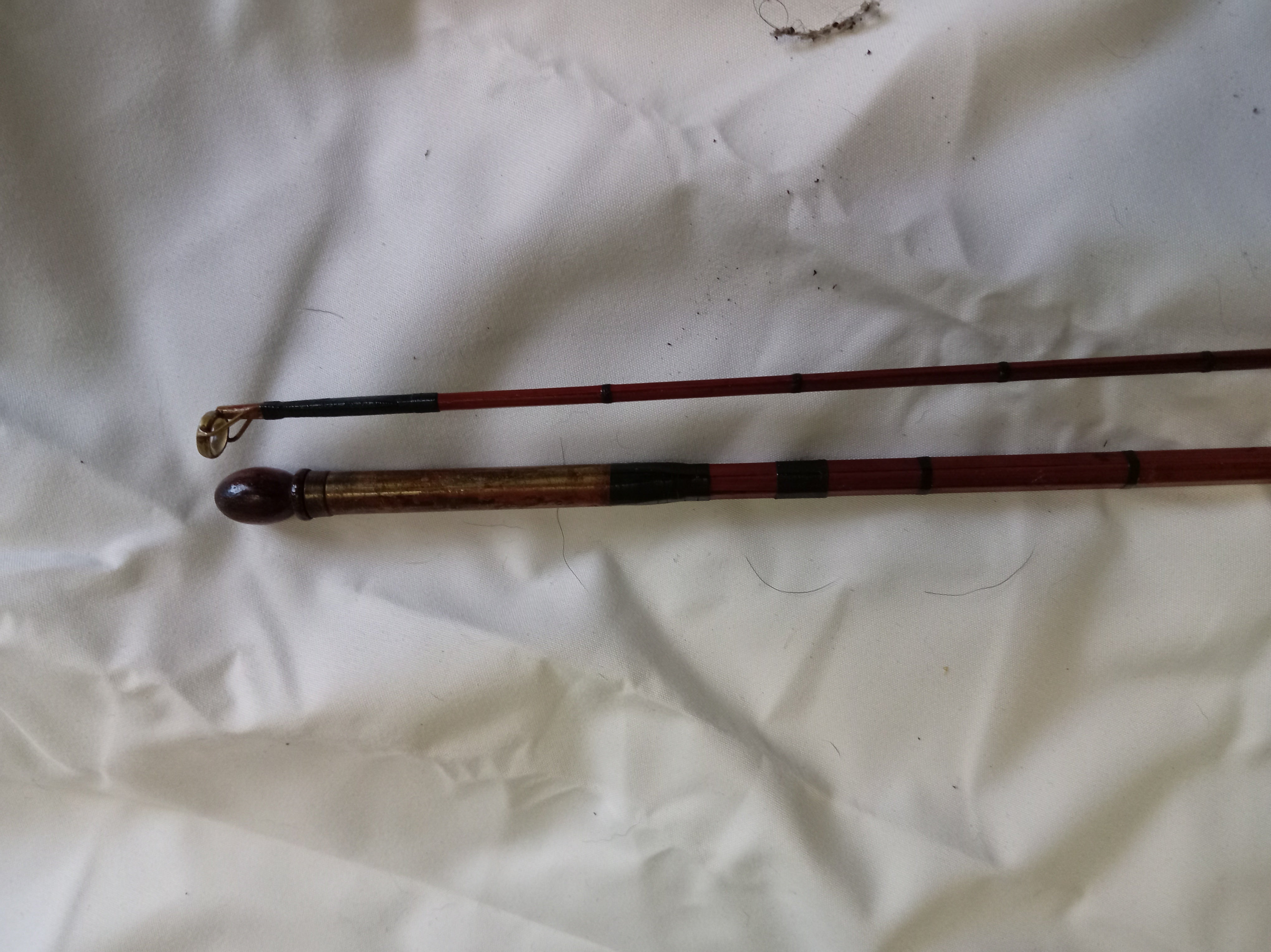 Vintage MARCO 7ft Split Cane Fishing Rod 2-Piece Coarse Trout Fly With Cloth Bag