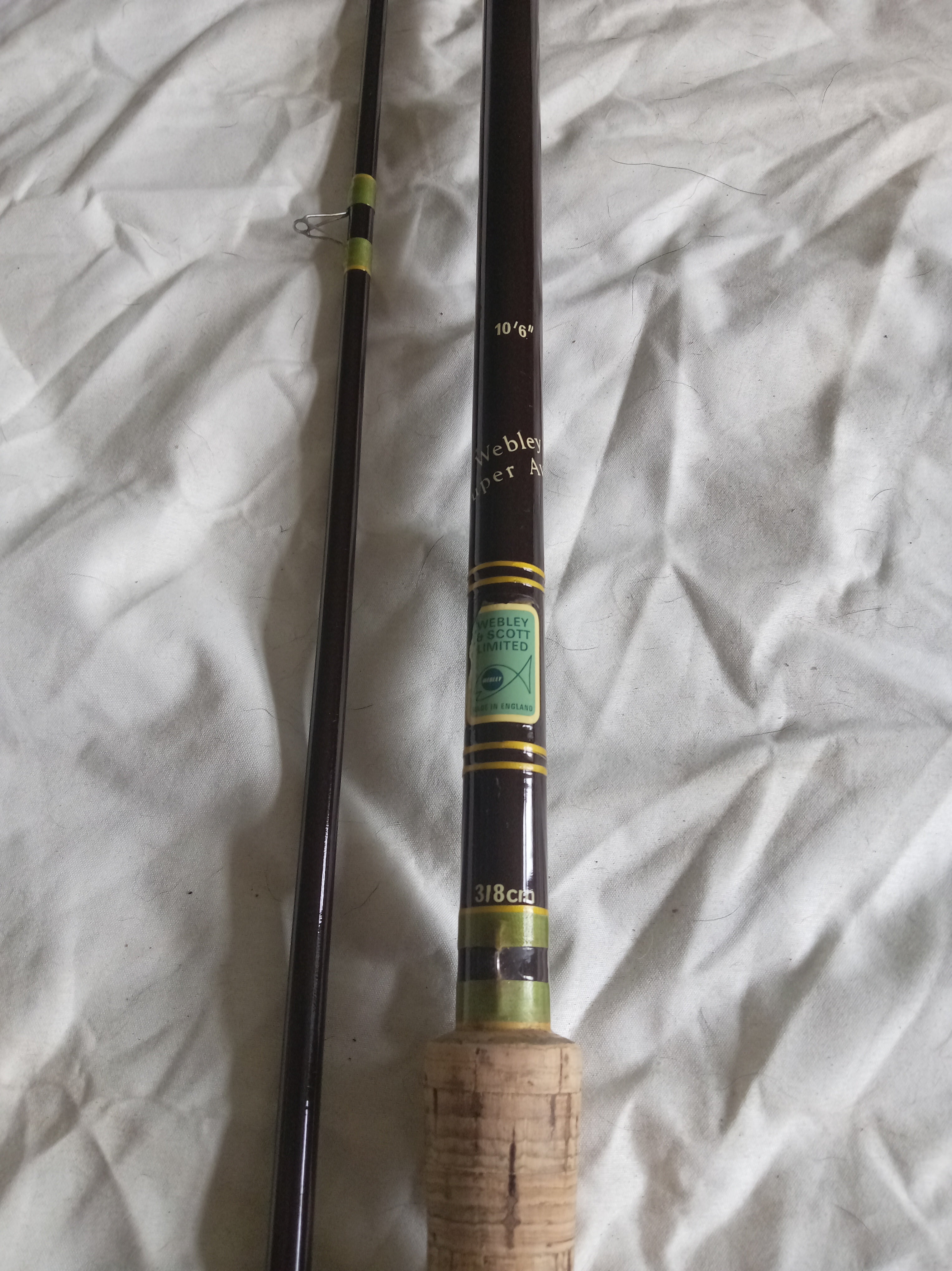 Webley & Scott 10ft 6in Super Avon Fibreglass Fishing Rod Vintage Superb Condition
