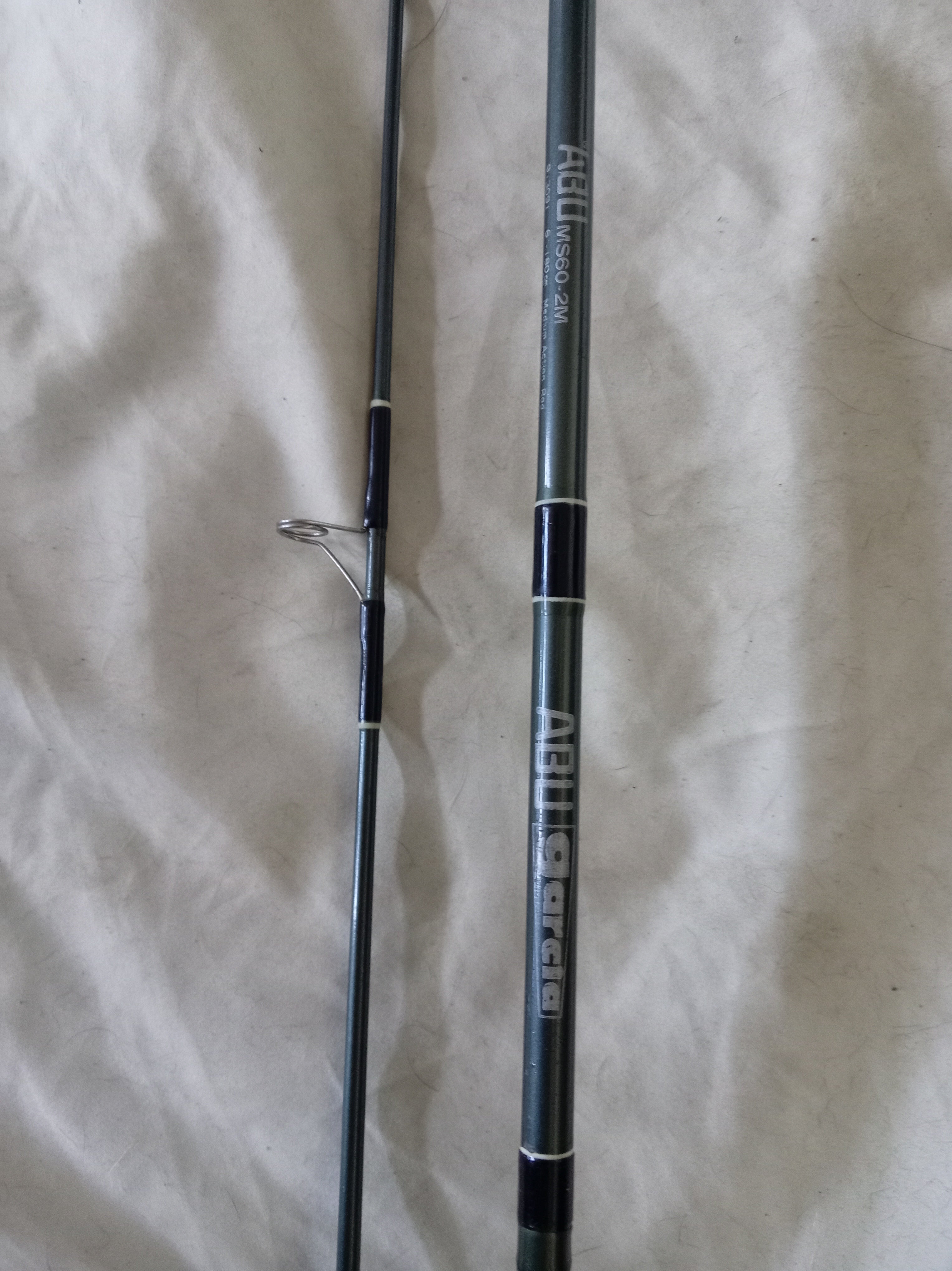 ABU GARCIA MS60-2M Spinning Rod 6ft 2pc Medium Action 30g Lure Pike Perch VGC