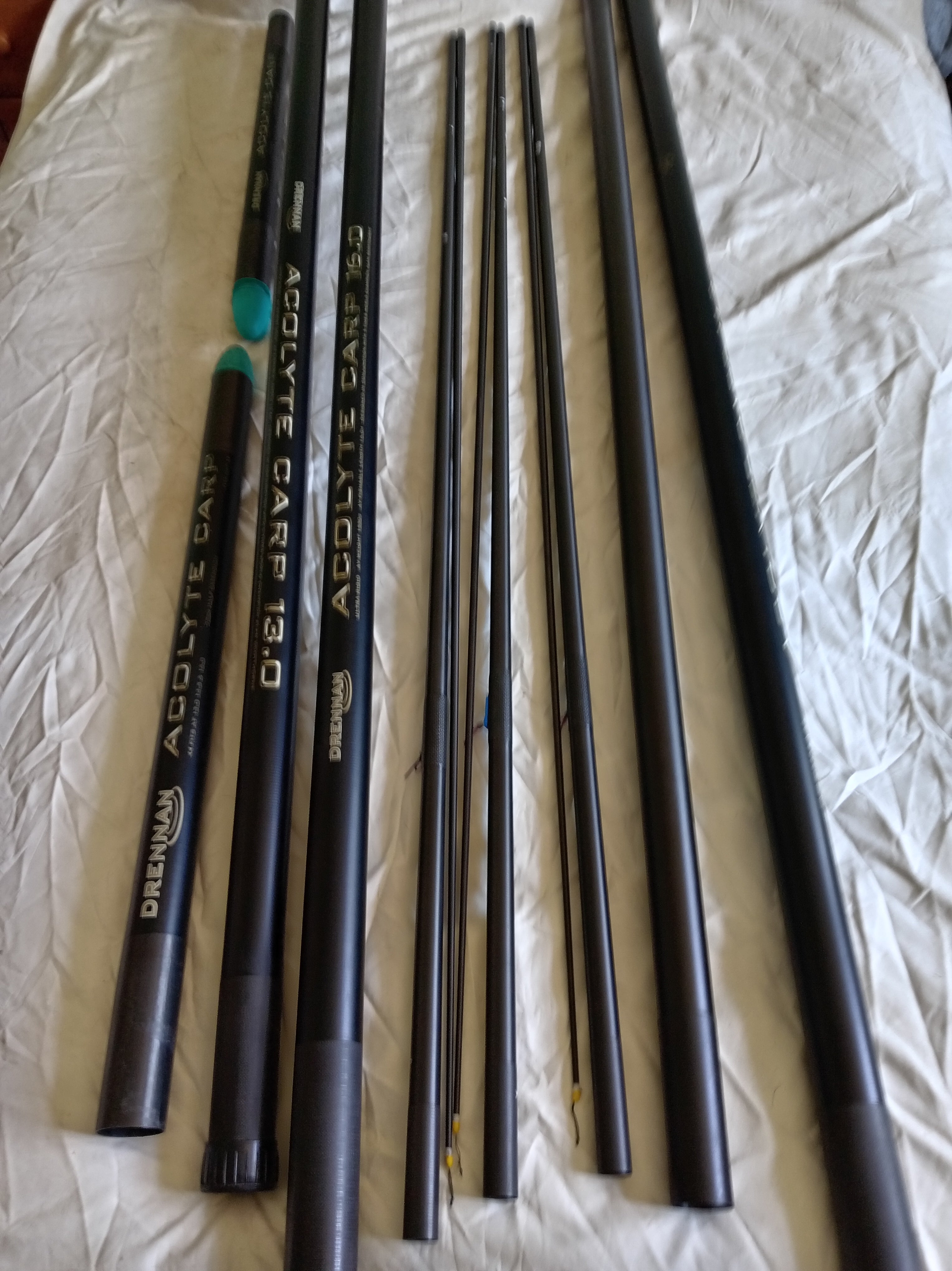Drennan Acolyte 16m Carp Pole + 3 Top Kits Side Pullers Padded Holdall Excellent