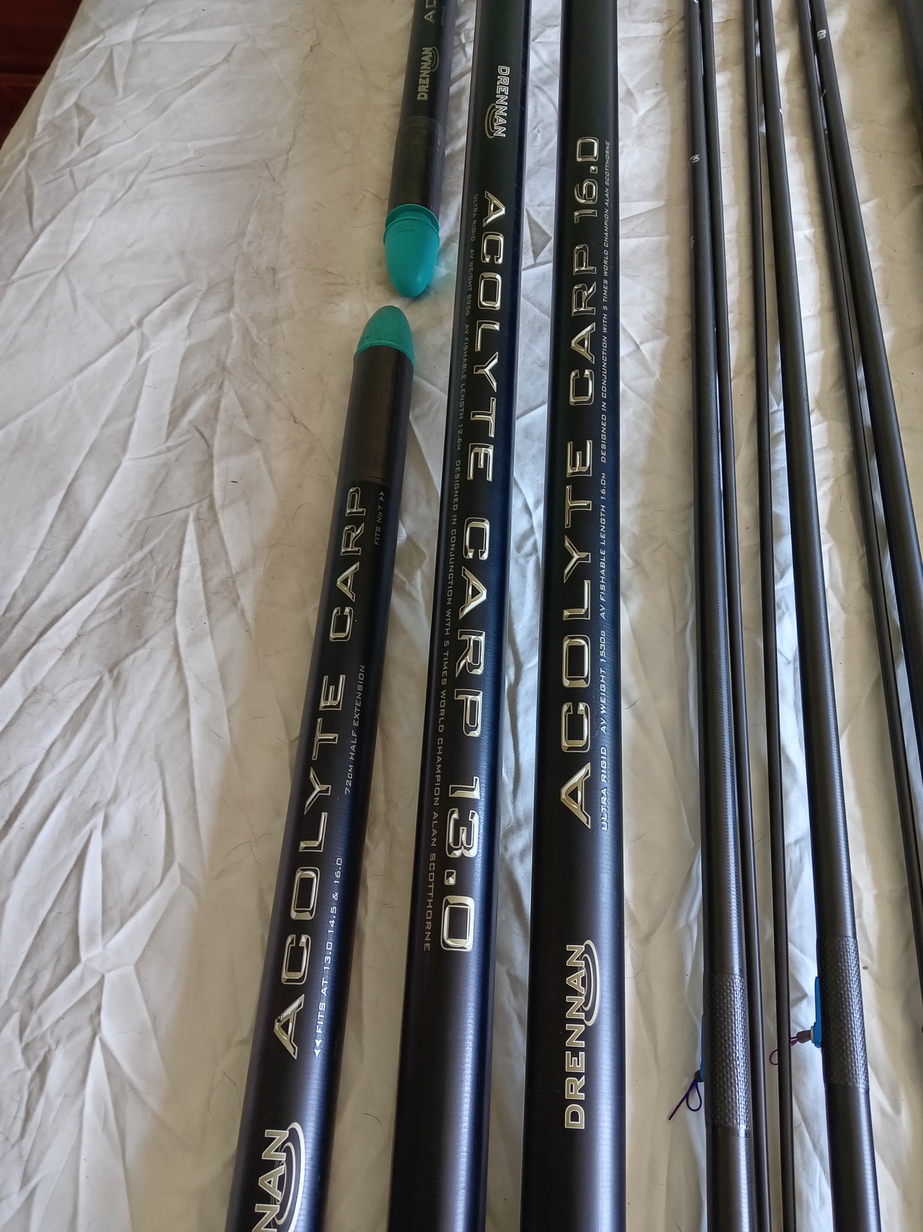 Drennan Acolyte 16m Carp Pole + 3 Top Kits Side Pullers Padded Holdall Excellent