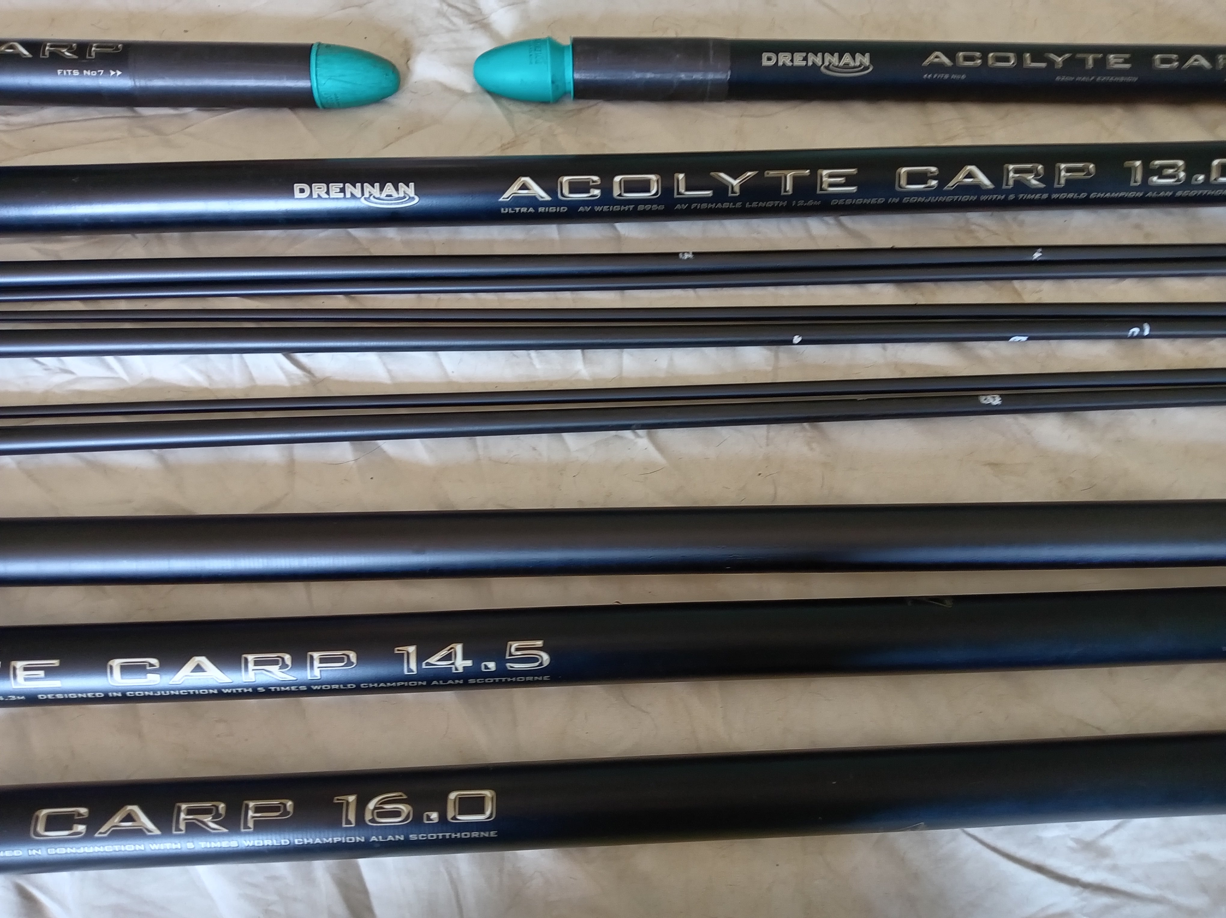 Drennan Acolyte 16m Carp Pole + 3 Top Kits Side Pullers Padded Holdall Excellent