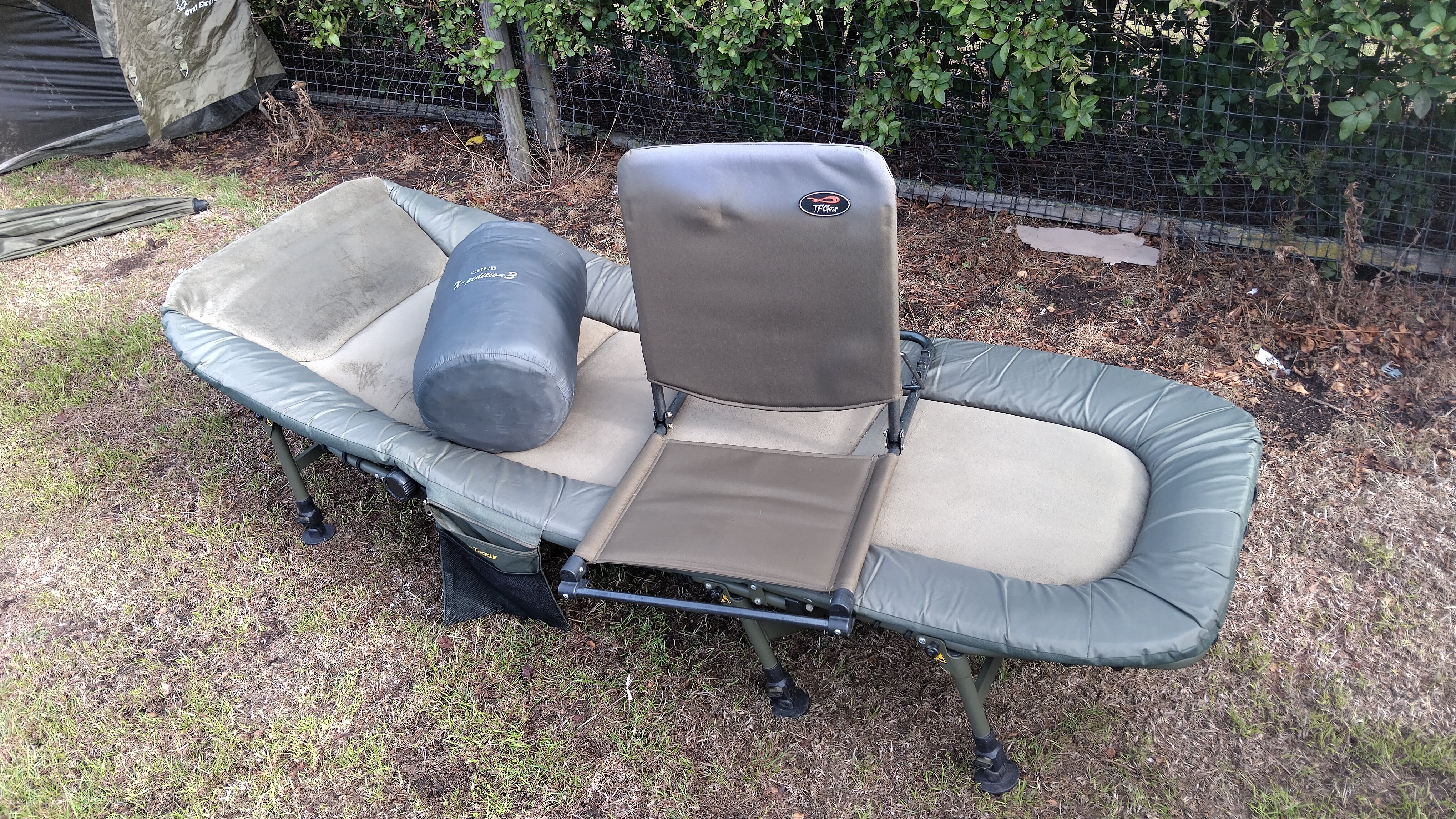 Used 8 Leg Carp Bedchair Chub Expedition Sleeping Bag TFG Bed Buddy Bundle