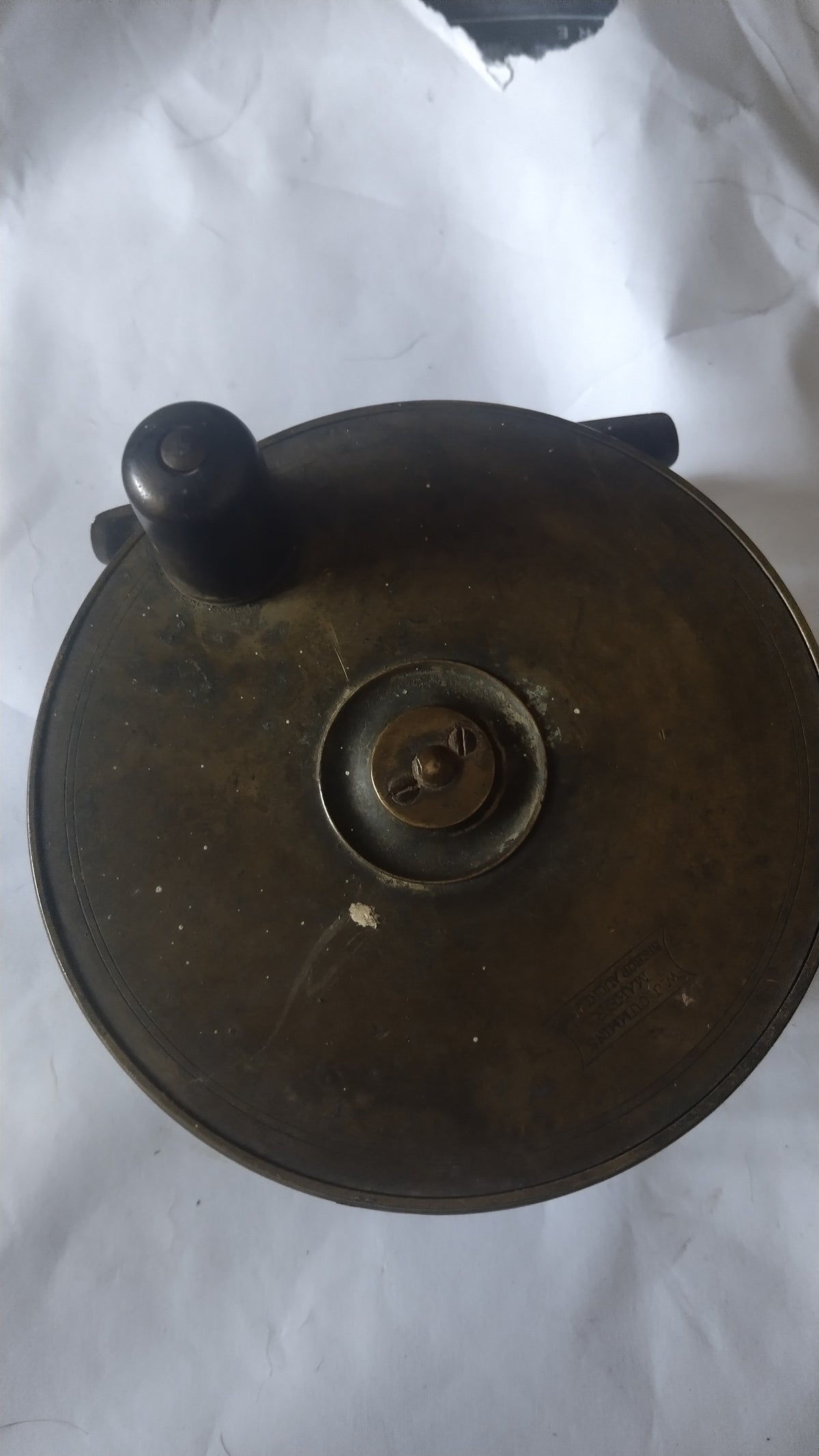 Antique W J Cummins Bishop Auckland 4" Brass Fishing Reel Centrepin
