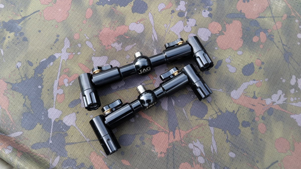 JAG Black 2 Rod Buzz Bars Pair 5in & 5.5in Carp Fishing Used