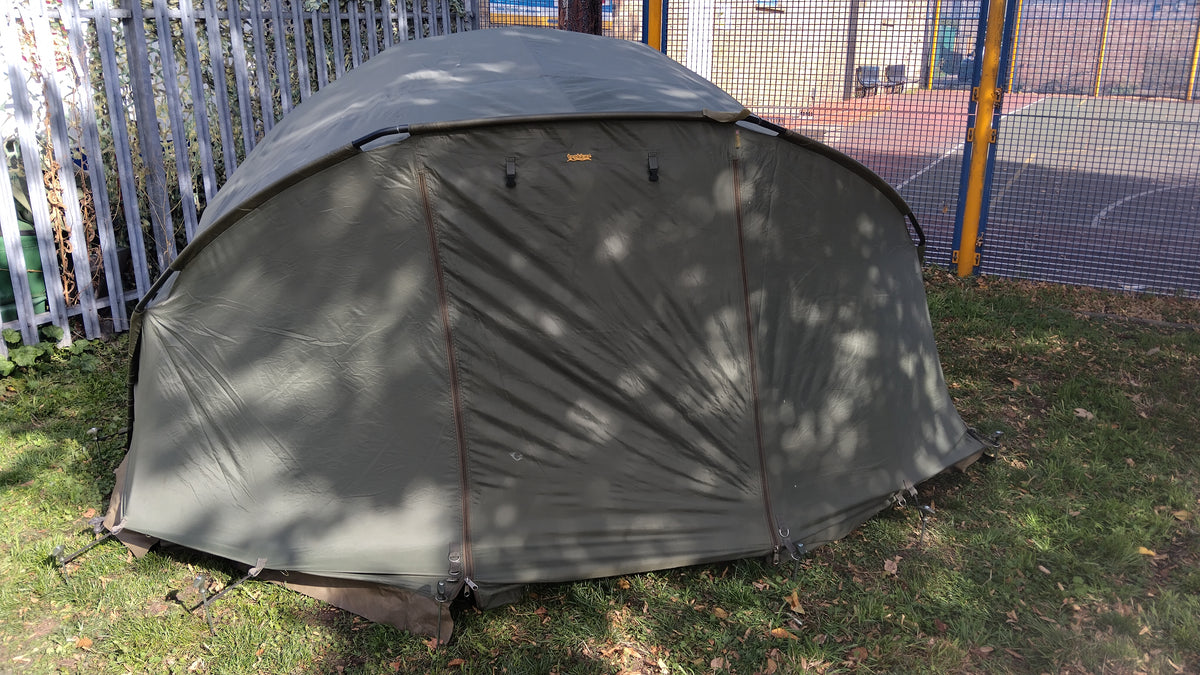 Trakker Armadillo 2 Man Carp Fishing Bivvy + Winter Overwrap Groundsheet & Pegs