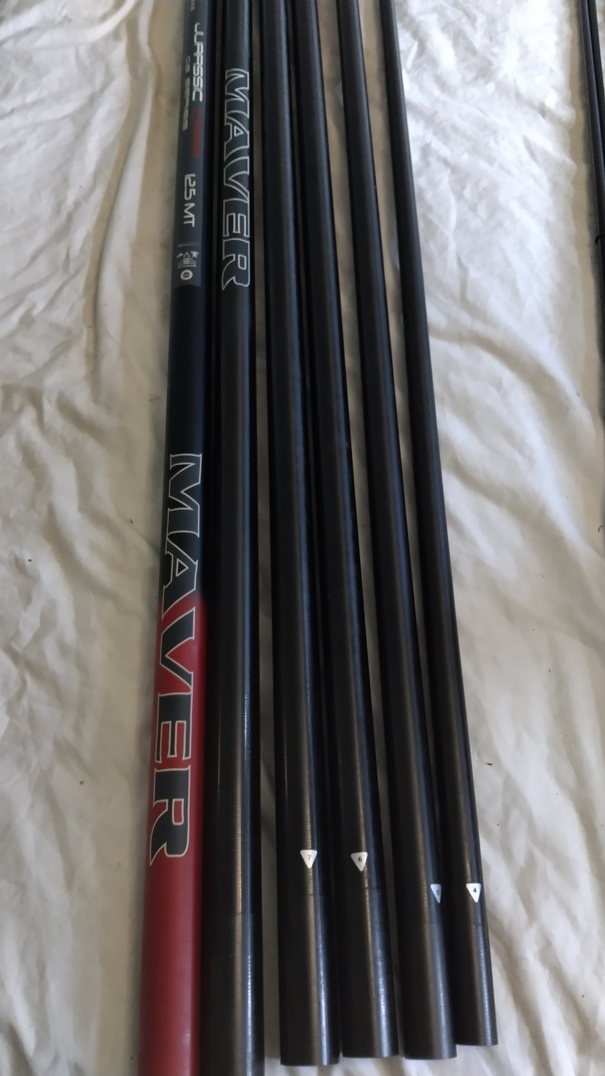 Maver Jurassic Carp 08 Series 12.5m Fishing Pole 3 Top Kits Excellent Condition