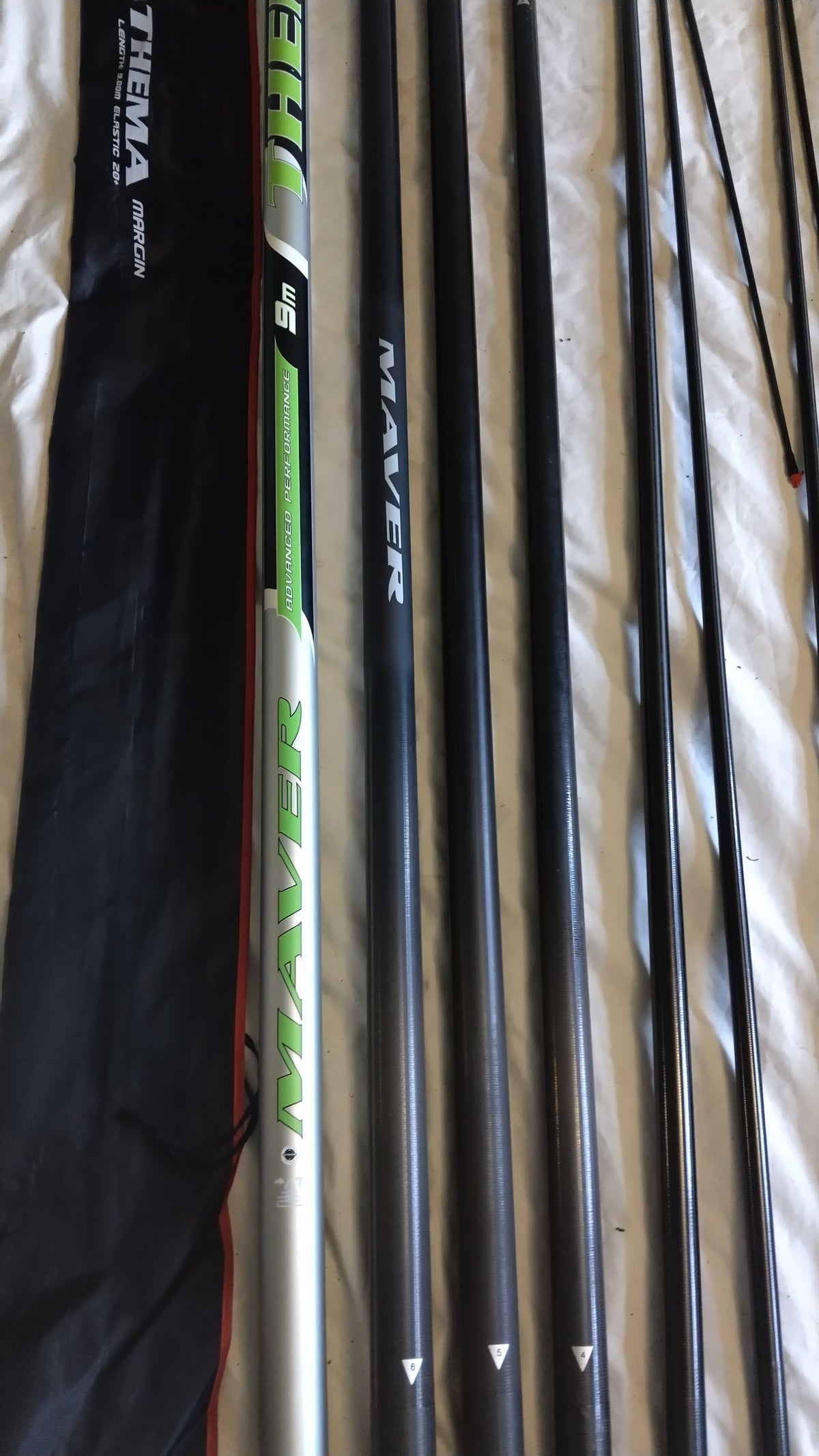 Maver Theme 9m Margin Pole 2 Top Kits Elastic Rating 20+ Excellent Condition