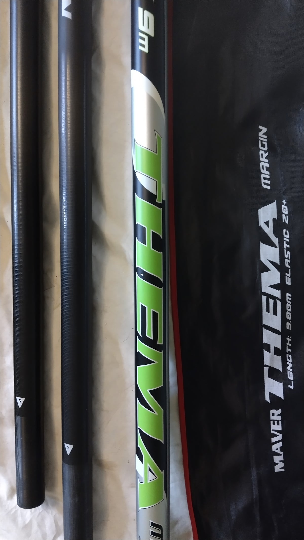 Maver Theme 9m Margin Pole 2 Top Kits Elastic Rating 20+ Excellent Condition