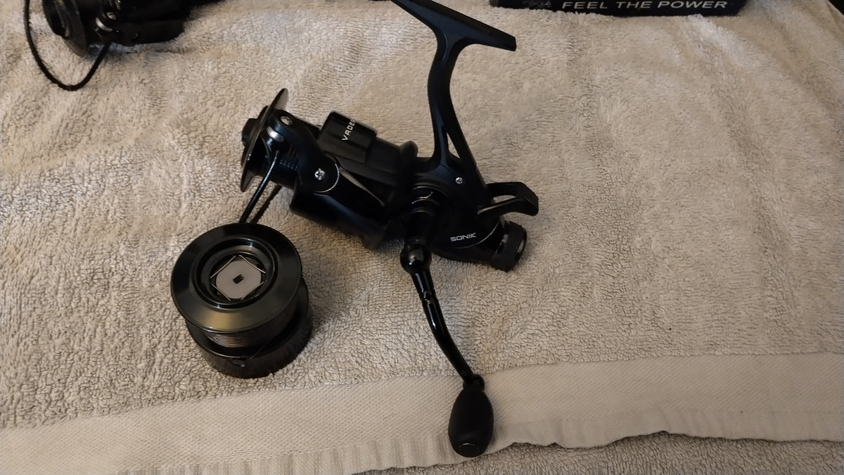 Set of 3 Sonik Vader X 5000FS Free Spool Carp Reels + 3 Spare Spools Superb Used