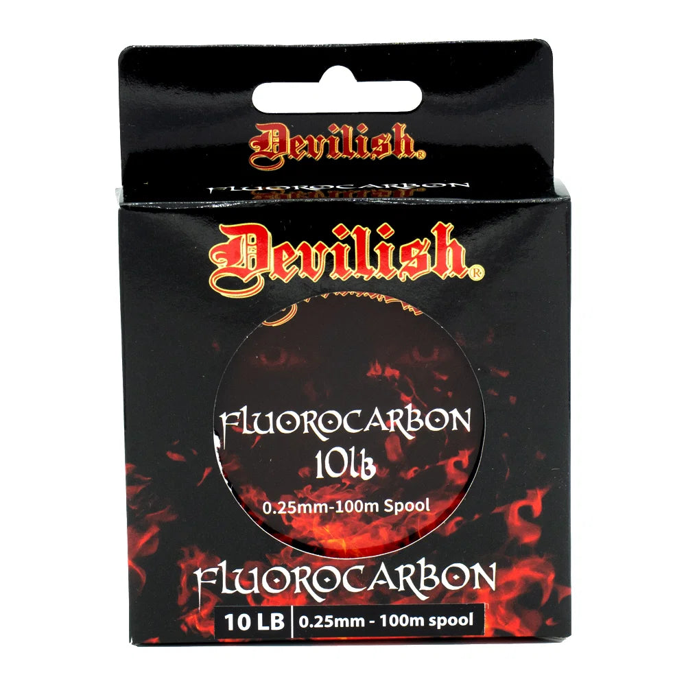 Devilish 100% Fluorocarbon Fishing Line 100m Spool Clear All Breaking Strains