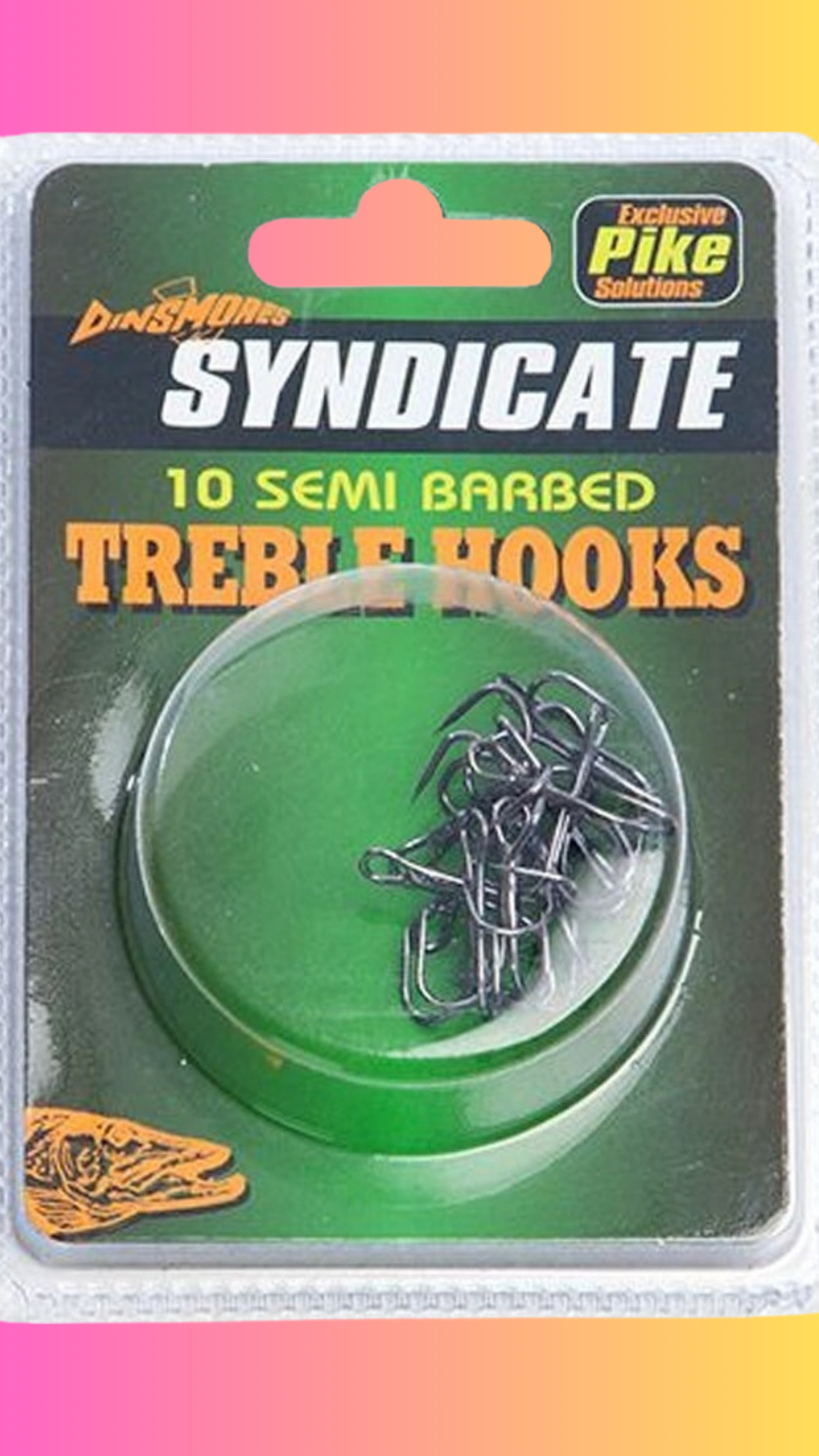 Dinsmores Pike Semi Barbed Treble Hooks Pack of 10 Various Sizes