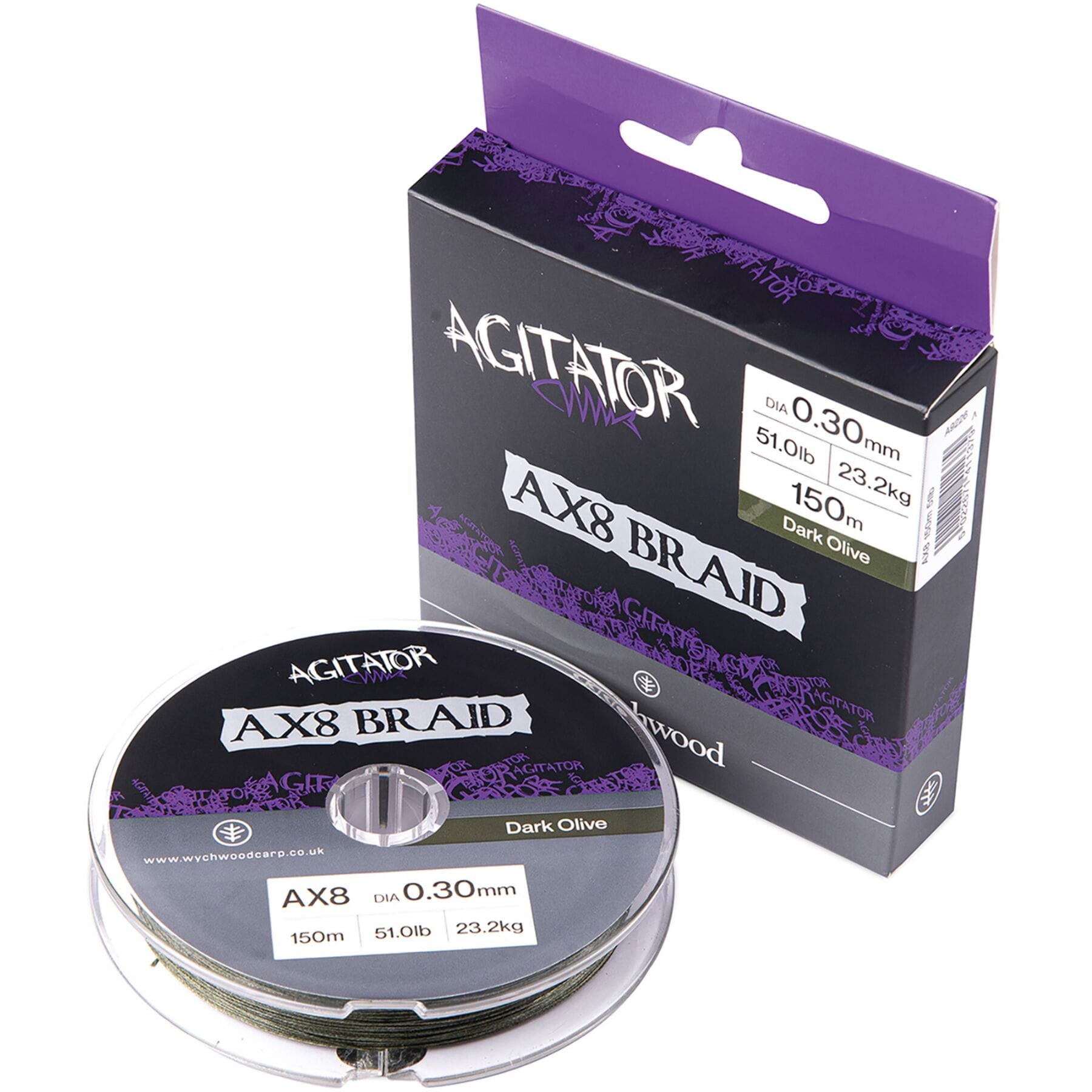 Wychwood Agitator AX8 Braid 150yd Lure Predator Fishing Line Zero Stretch 8 Strand
