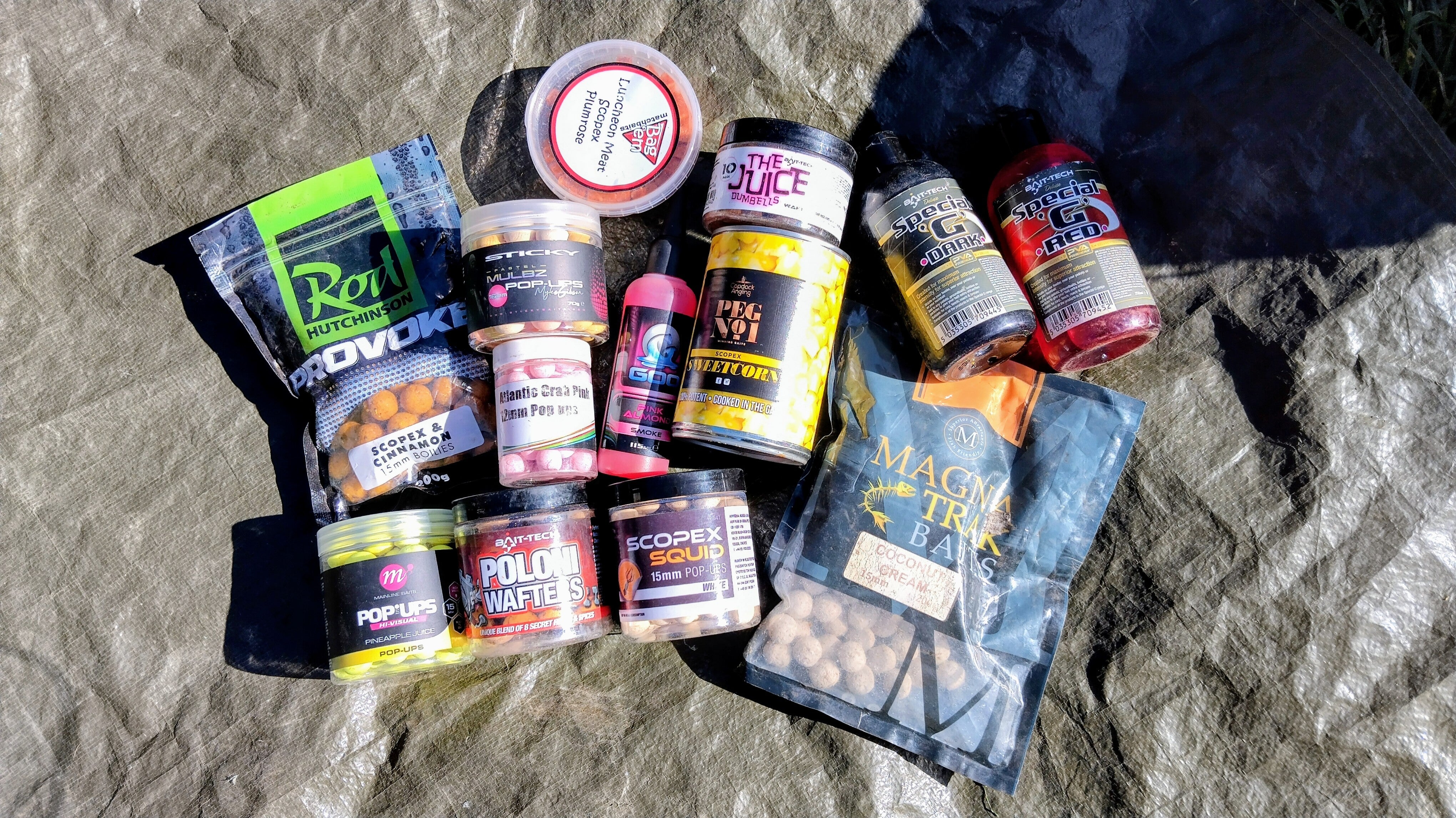 Job Lot Carp Specimen Fishing Baits - Mixed Brands, Pop-Ups, Liquids, Bucket