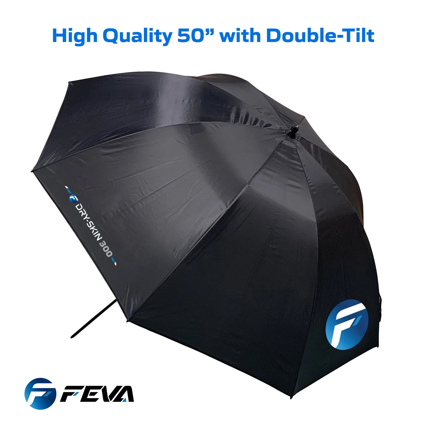 FEVA 50" Fishing Umbrella Shelter Double Tilt Waterproof Tape Seams 210D Brolly