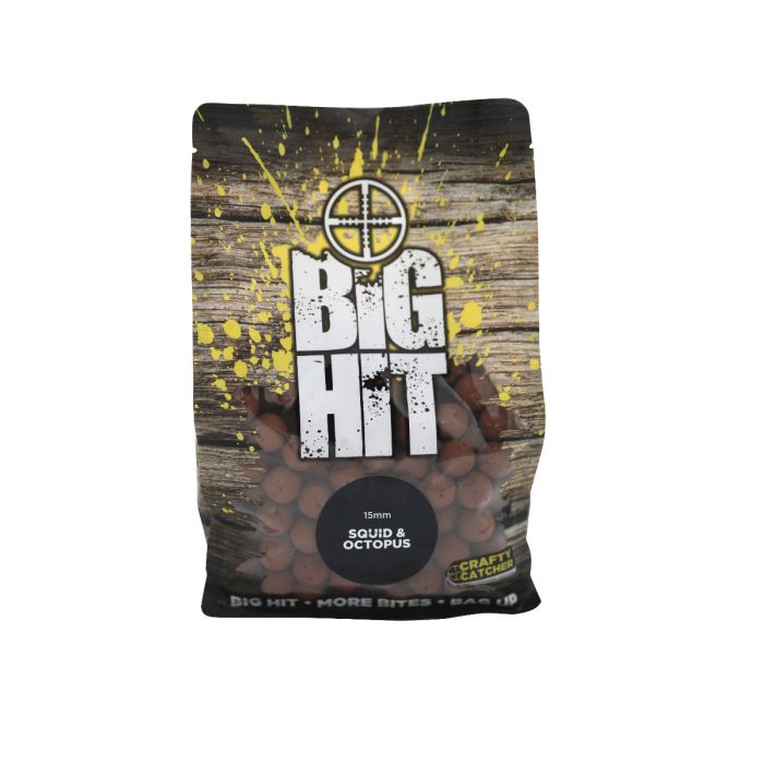 Crafty Catcher Big Hit Squid & Octopus Boilies 15mm 900g Bag - Carp Fishing Bait