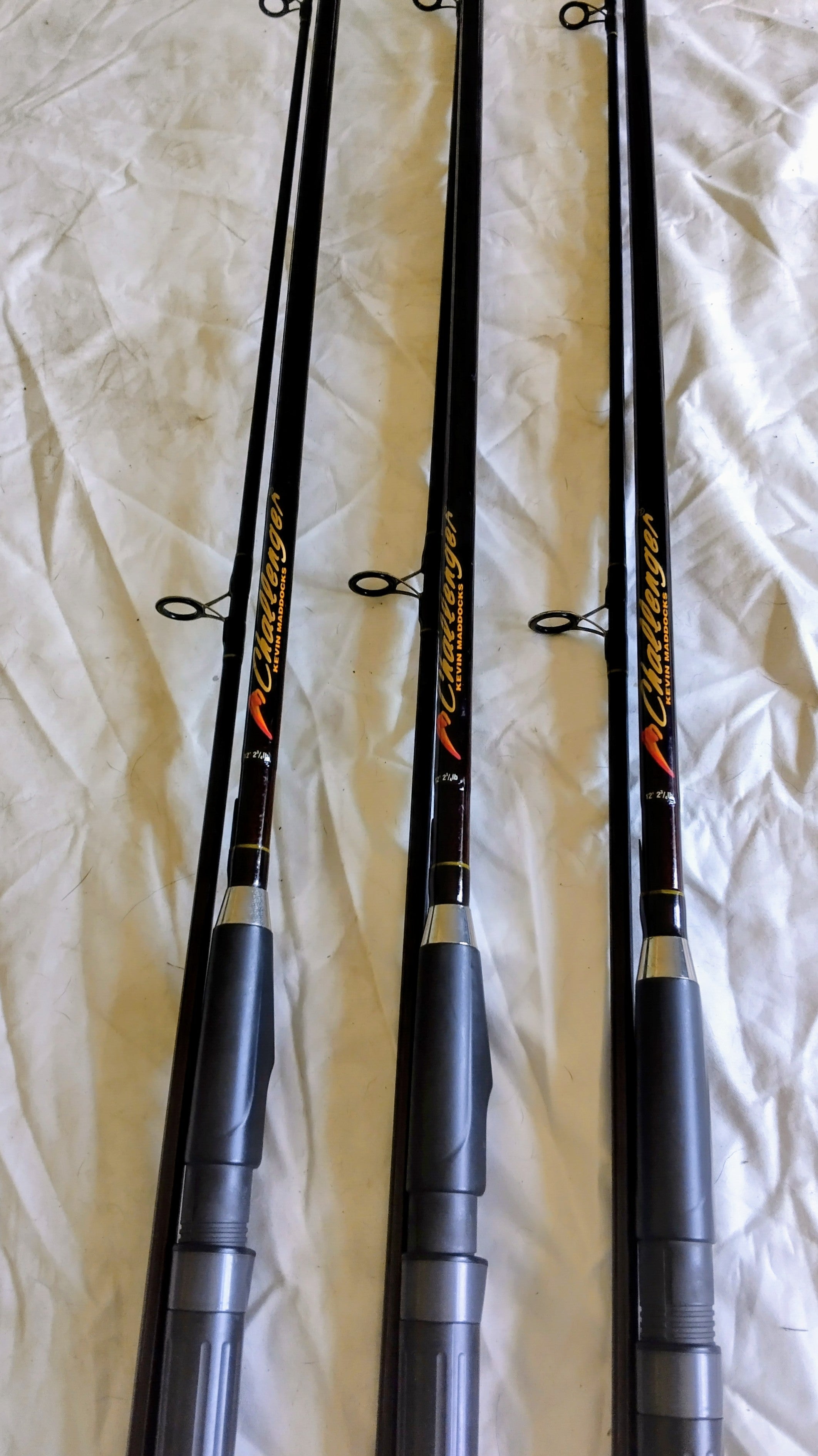 Set of 3 Beekay Kevin Maddocks 12ft 2.75lb Challenger Carp Rods Vintage Classic