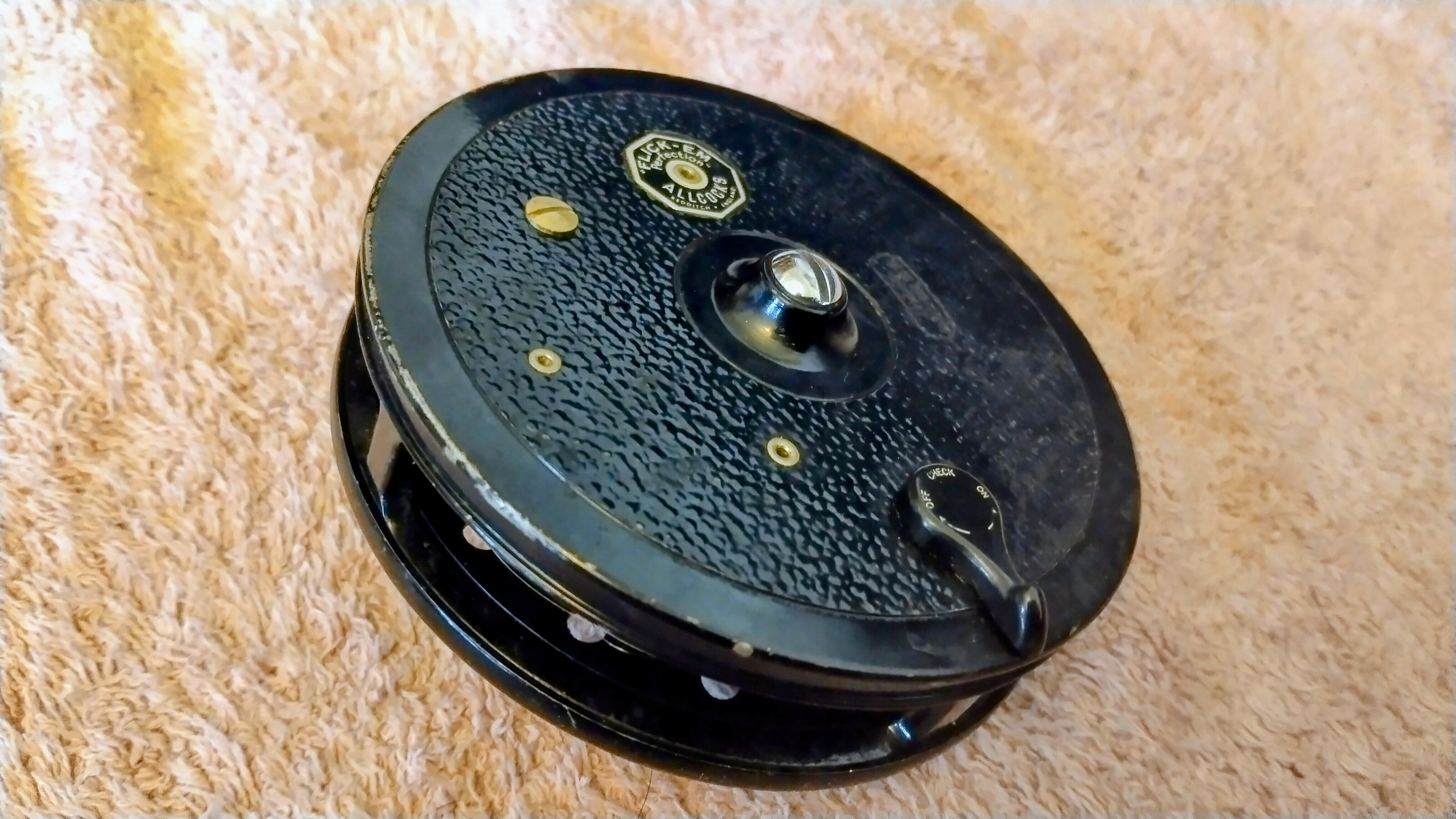 Vintage Allcocks Flick-em Perfection Centrepin Reel - Good Used Condition