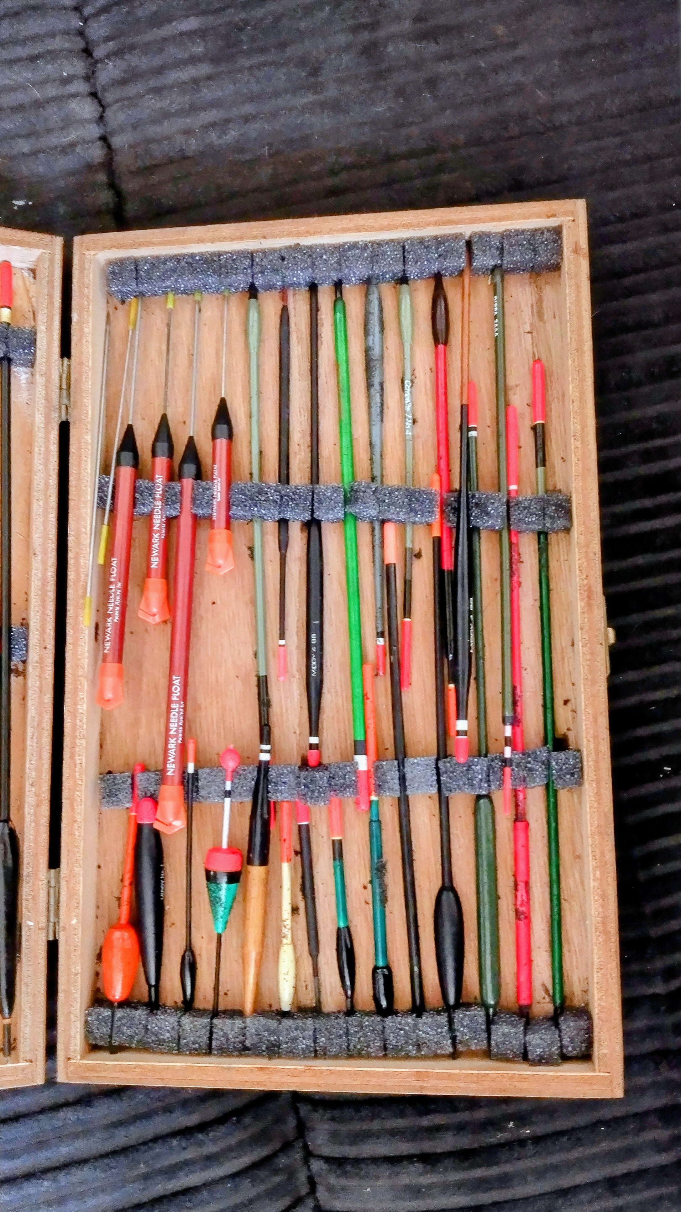 Vintage Wooden Fishing Float Box & 50+ Floats | Traditional Angling Storage