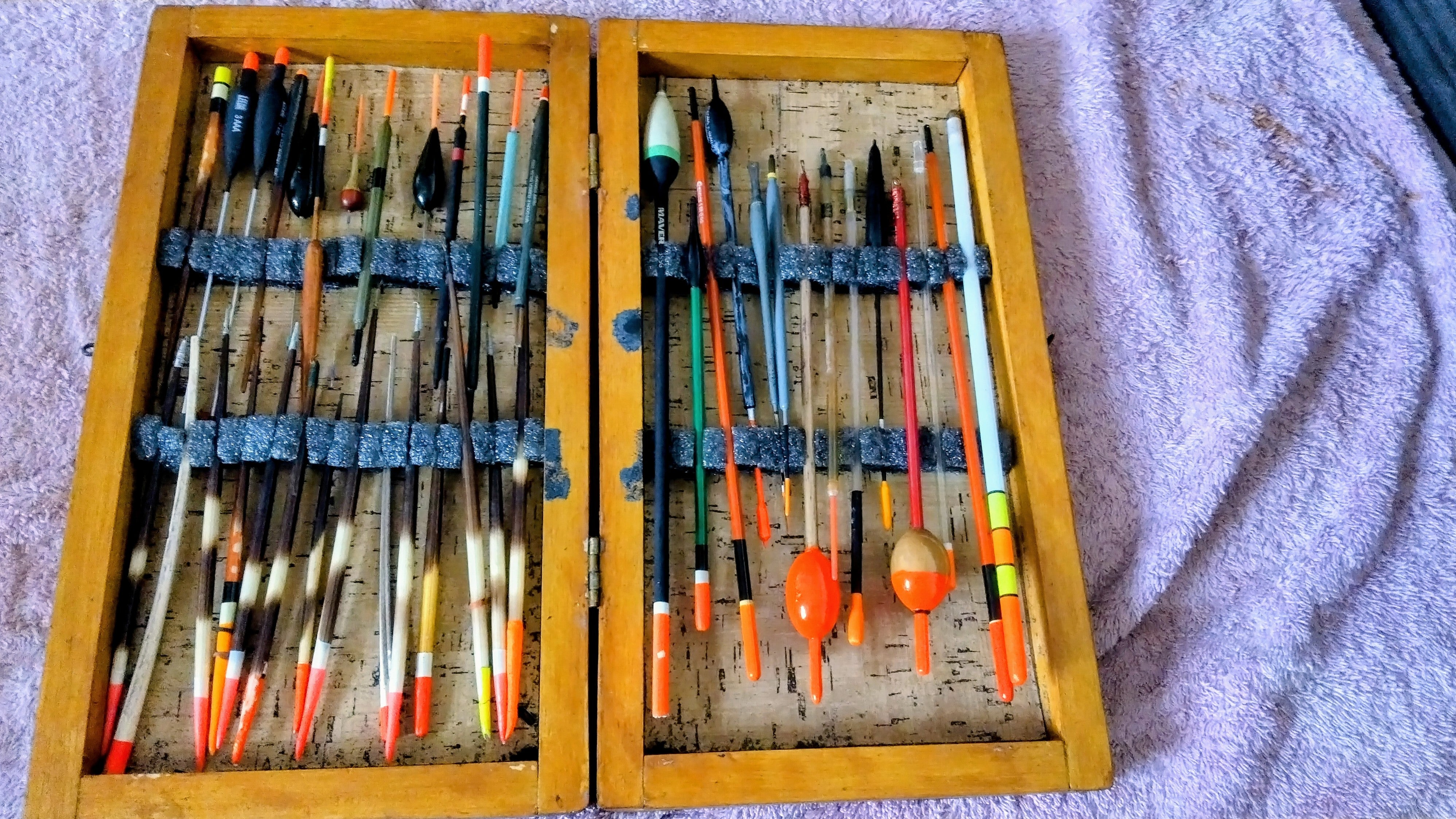 Vintage Wooden Fishing Float Box & Floats | Traditional Angling Storage