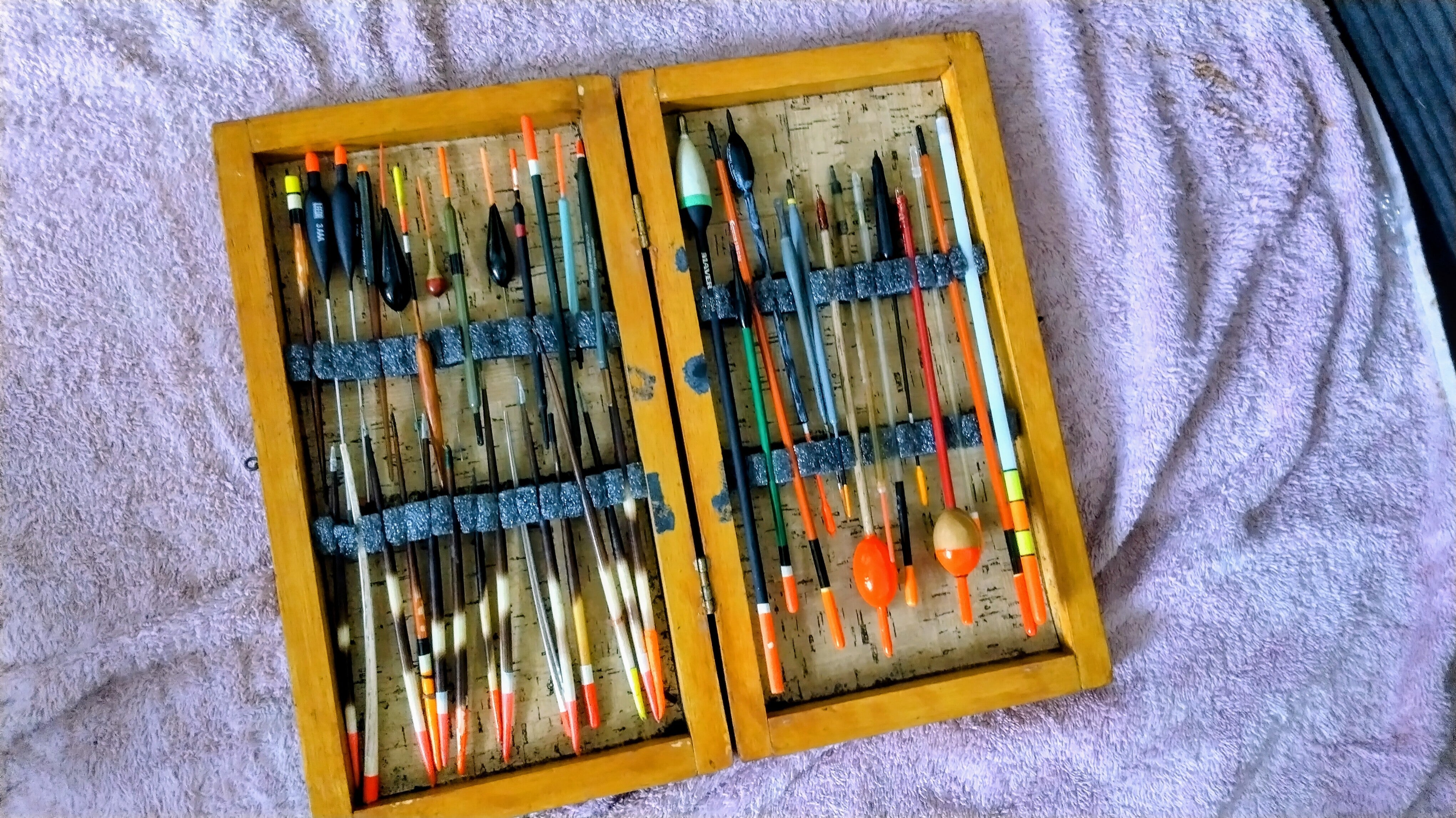 Vintage Wooden Fishing Float Box & Floats | Traditional Angling Storage