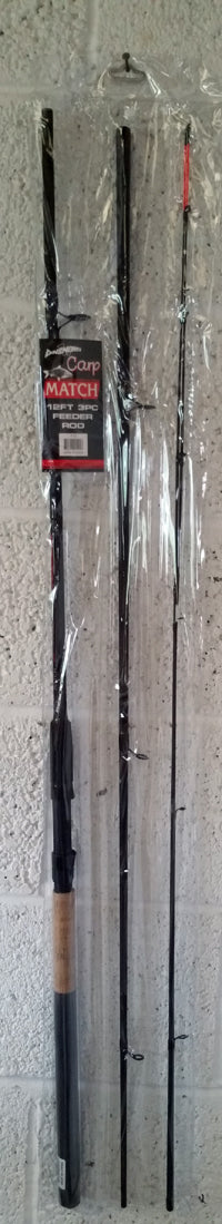 Dinsmores 12ft Feeder Rod 3 Piece Coarse Fishing Cork/Foam Handle Spare Tip & Bag