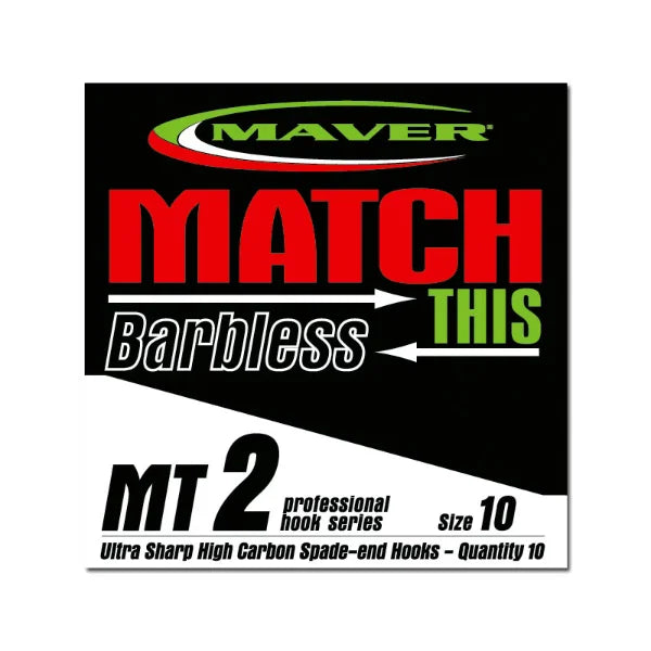 Maver Match This Series 2 Hooks Barbless Spade End Medium Wire Sizes 10-18