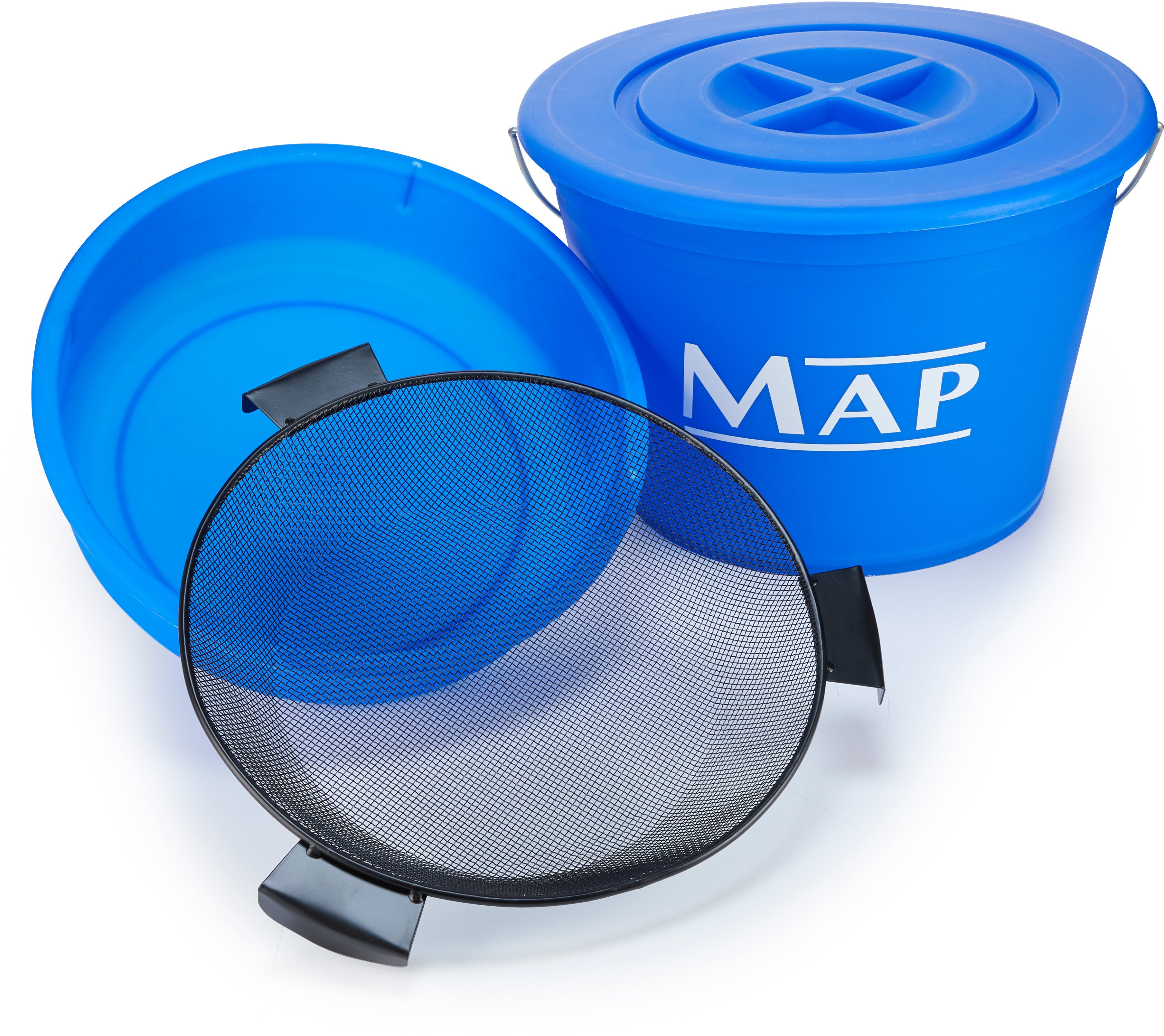 MAP 25L Groundbait Bucket Set with Riddle & Internal Bowl - Blue Coarse Fishing