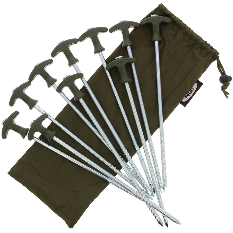 Heavy Duty 10" screw-in bivvy pegs - Packs of 10