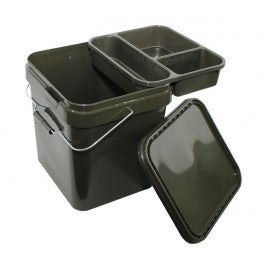 17L Square Fishing Bucket with Removable Insert Tray - Bait Tub
