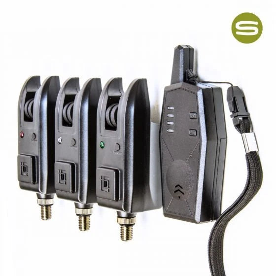 Saber Z3 Wireless Bite Alarm Set 3+1 Alarms Receiver & Case - Carp Fishing Kit