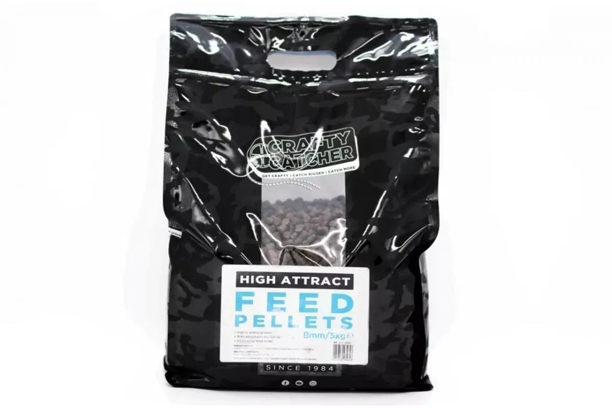 Crafty Catcher Hi-Attract Feed Pellets 5kg - Carp Fishing Bait 4mm 8mm