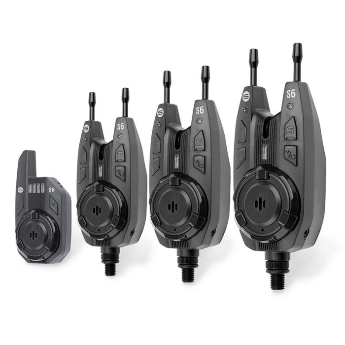 Saber S6 Wireless 3+1 Bite Alarm Set - Carp Fishing Rod Pod Alarms Receiver