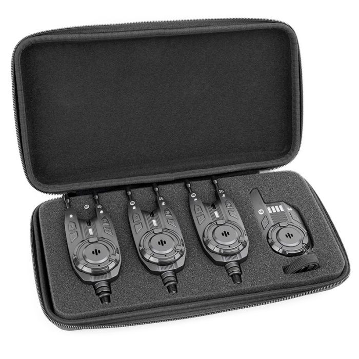 Saber S6 Wireless 3+1 Bite Alarm Set - Carp Fishing Rod Pod Alarms Receiver