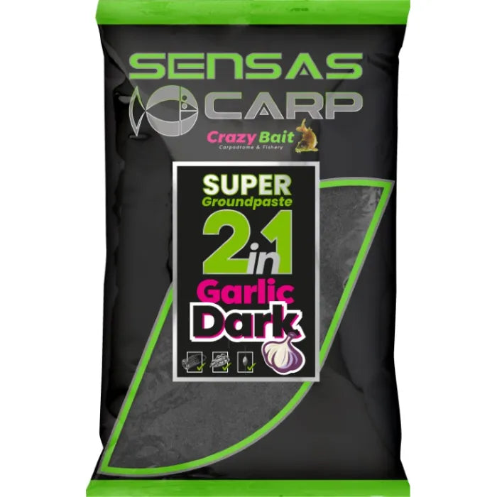 Sensas Super Groundpaste 2in1 Garlic Dark 1kg - Carp & Specimen Groundbait/Paste
