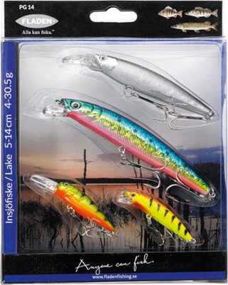 FLADEN Set 4 Lures 5-14cm 4-20g | Pike Perch Zander Plugbaits Fishing